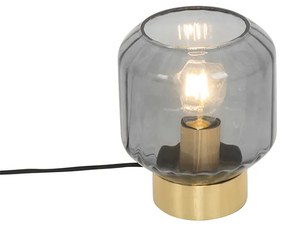 Nowoczesna lampa stołowa mosiądz z dymionym szkłem - Stiklo Nowoczesny Oswietlenie wewnetrzne
