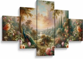 Obraz - Pawie w ogrodzie (125x70 cm)