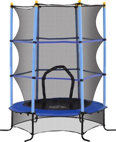HOMCOM Dziecięca Trampolina Ø163 cm z Siatką Bezpieczeństwa, Do Użytku Wewnątrz i Na Zewnątrz, Obciążenie do 50 kg, Stal, Tworzywo, Niebieska