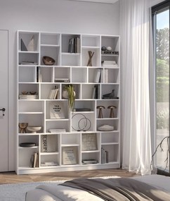 Biały wysoki regał na książki w stylu skandynawskim B5-N21