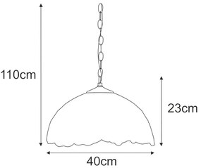 Lampa wisząca witrażowa z dekoracyjnym kloszem - A655-Afla