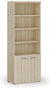 Szafa biurowa kombinowana PRIMA WOOD, drzwi na 2 poziomach, 800 x 420 x 2128 mm, dąb naturalny