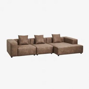 Modułowa Sofa Z Szezlongiem Prawym, 3-częściowa (↔︎335 Cm) Z Wysokim Podłokietnikiem Bruna Zamsz W Kolorze Brązowej Kawy - Sklum