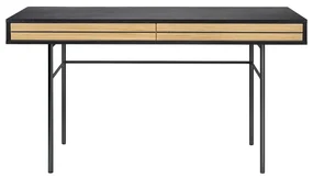 Czarne biurko Woodman Stripe, 130x60 cm
