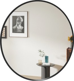 HOMCOM Lustro ścienne okrągłe nowoczesne czarne dekoracyjne do salonu przedpokoju sypialni 61 cm | Aosom PL
