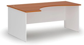 Ergonomiczne biurko PRIMO WHITE, 180x120 cm, lewe, biały/czereśnia
