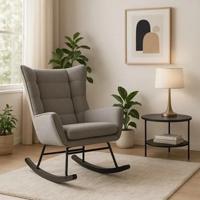 Fotel Bujany Uszak JACKSON Szary/Czarny Nowoczesny