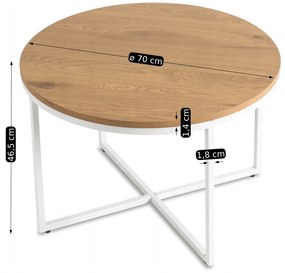 Stolik Kawowy HANTEL 70 cm Dąb Złoty/Biały Skandynawski