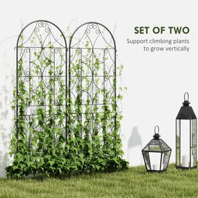 Outsunny Pergola Metalowa 2 szt. Wkopywana, Antykorozyjne Wsparcie dla Roślin Pnących 50x150 cm, Czarna