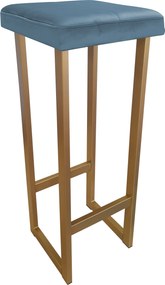 Hoker ALEX krzesło barowe tkanina Welur podstawa metalowa : Kolor Stelaża - Złoty, Kolor tkaniny - VELVET - MG33, Wysokość - 90 cm