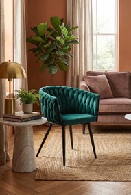 Krzesło welurowe z podłokietnikami butelkowa zieleń G7-R91