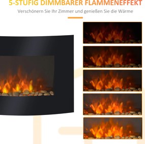 Homcom Kominek Elektryczny Led Ścienny 900/1800 W Czarny
