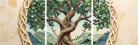 Obraz – Splecione drzewo życia (z zegarem) (90x30 cm)