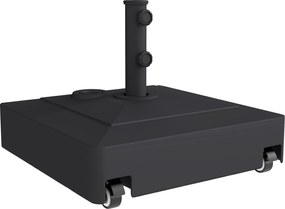 Outsunny Stojak na Parasol z Kółkami, Napełniany 61 kg Piaskiem/40 kg Wodą, Do Masztów Ø35, 38, 48 mm, Czarny | Aosom PL