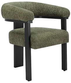 Krzesło z podłokietnikami z bukli i drewna kauczukowego - Khaki i czarny - LIVELIA marki Pascal Morabito