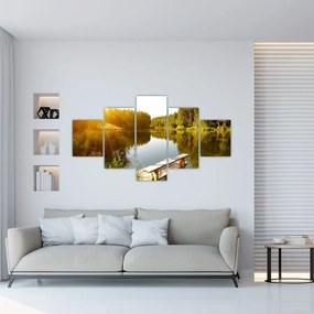 Obraz - Jezioro w pobliżu lasu (125x70 cm)