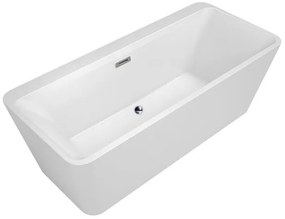 Wanna wolnostojąca przyścienna biała z przelewem chrom TRINGO 160 x 75 cm | Możliwa opcja Go Color : Wybierz swój kolor - Twój wybrany kolor z palety RAL