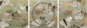 Obraz - Vintage motyle (z zegarem) (90x30 cm)