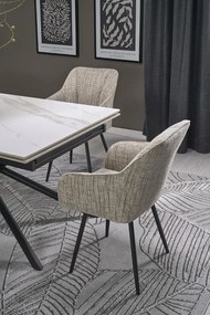 Stół rozkładany VITORINO 160(220)x90 biały marmur HALMAR