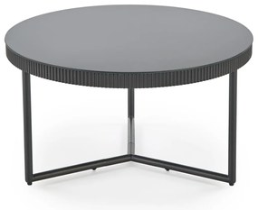 Okrągła czarna ława z połyskiem 80/45 cm szkło/MDF/stal COSMO ława, czarny