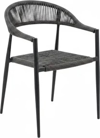 Krzesło Ogrodowe Antracyt 56x60x78 cm Plecione Ręcznie Sznurki Nowoczesne