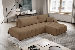 Masseno Narożnik GIOIA z funkcją spania i pojemnikiem na pościel Narozniki L, Rozkładana sofa - Brązowy, LAMBI 4