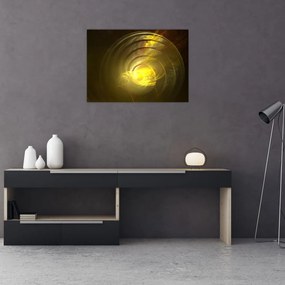 Obraz na szkle - żółta abstrakcyjna spirala (70x50 cm)