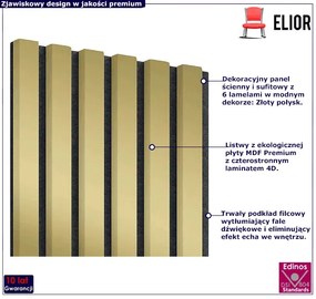 Akustyczne panele lamelowe 2 szt. złoty połysk A6-G10