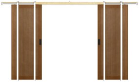 Drzwi przesuwne podwójne chowane w ścianie z MDF i drewna naturalny ciemny - 2 x wys. 205 x szer. 63 cm - SANDORA