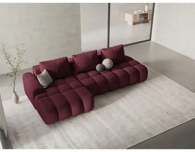 Bordowy rozkładany/ze schowkiem narożnik (lewostronny/z szezlongiem) Linz – Cosmopolitan Design