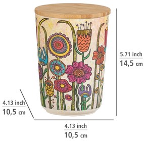 Wenko Pojemnik z bioplastiku z pokrywką bambusową Rollin'Art Flowers 700 ml, M