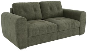 Kanapa 3-osobowa rozkładana typu express z zieloną tapicerką - Miejsce do spania 140 cm - Materac 22 cm z pamięcią kształtu - BOLIPO