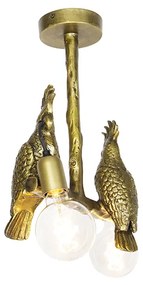W stylu vintage lampa sufitowa mosiądz 2-światła - Animal Parrot Rustykalny / Vintage Oswietlenie wewnetrzne