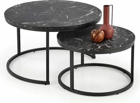 Zestaw 2 stolików JAVA czarny marmur