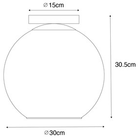 Designerska lampa sufitowa czarna ze złotym szkłem - BertDesignerski Oswietlenie wewnetrzne