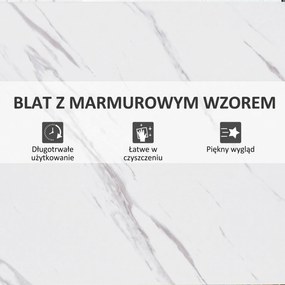 HOMCOM Stół Barowy w Wykończeniu Marmurowym, Stalowa Rama, Nivelujące Nogi, 120x40x100 cm, Biały/Czarny