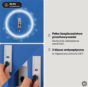 Szafa metalowa biurowa z drzwiami przesuwnymi szaro-niebieska, 900x1850x400 mm: KUBA