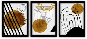 Zestaw 3 obrazów w czarnej ramie Vavien Artwork Abstract Lines, 35x45 cm