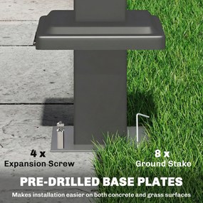 Outsunny Pawilon grillowy 2,4 x 1,4 m, wiatroodporne zadaszenie z dwuwarstwowym dachem i półkami bocznymi | Aosom PL