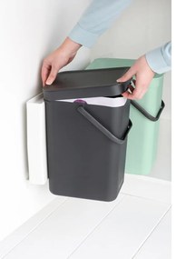 Miętowo-ciemnoszary plastikowy kosz na śmieci do segregacji odpadów do zabudowy 24 l Sort &amp; Go – Brabantia