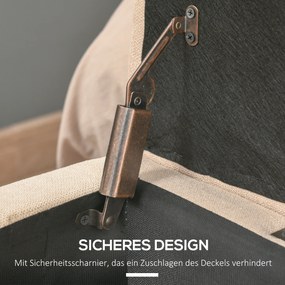 HOMCOM Ławka tapicerowana z miejscem do przechowywania, Guziki, do 120 kg, 125 x 49 x 41,5 cm, Beżowy