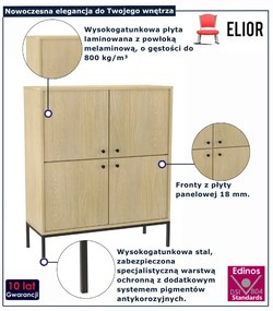 Czterodrzwiowa komoda z półkami dąb cremona - Urisso 3X