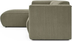 Zielony sztruksowy narożnik (lewostronny/z szezlongiem) Merid – Ropez