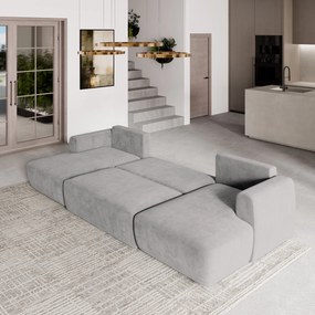 Masseno Narożnik SENTUM z funkcją spania i pojemnikiem na pościel Narozniki U, Rozkładana sofa - Jasnoszary, PAROS 05