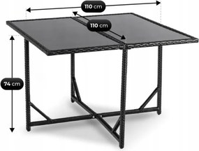 Zestaw Mebli Ogrodowych BONITO Czarny/Kremowy Fotele Pufy Stolik Technorattan Nowoczesny