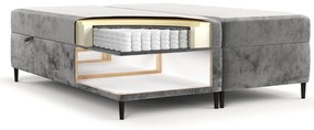 Ciemnoszare łóżko boxspring ze schowkiem 160x200 cm Araya – Maison de Rêve