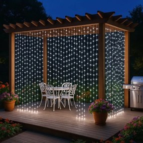 Zewnętrzna kurtyna świetlna LED 3×3 m, zimna biel, 300 diod