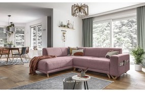 Różowy rozkładany/ze schowkiem narożnik (lewostronny/w kształcie litery L) Classy Sophie – Miuform