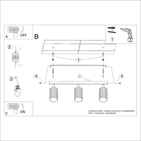 Listwa oświetleniowa 3-punktowa KARBON 3L biała ryflowana SOLLUX  LIGHTING