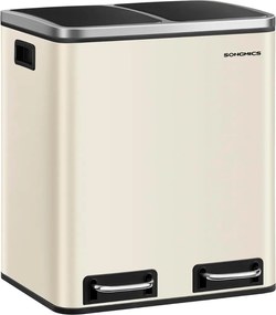 Kosz do segregacji odpadów SORT 30l (2×15l), beżowy/srebrny/czarny SongmicsHome